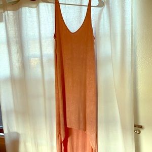 Retro Pink/Nude Silk Maxi Dress